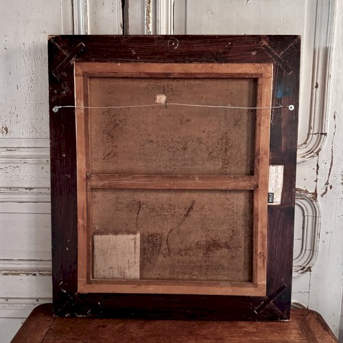 Huile sur toile portrait XIXe 1888 homme portant moustache par J. Abrol A5749