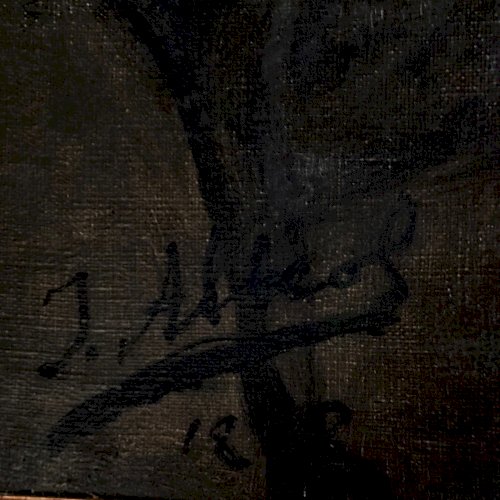 Huile sur toile portrait XIXe 1888 homme portant moustache par J. Abrol A5749