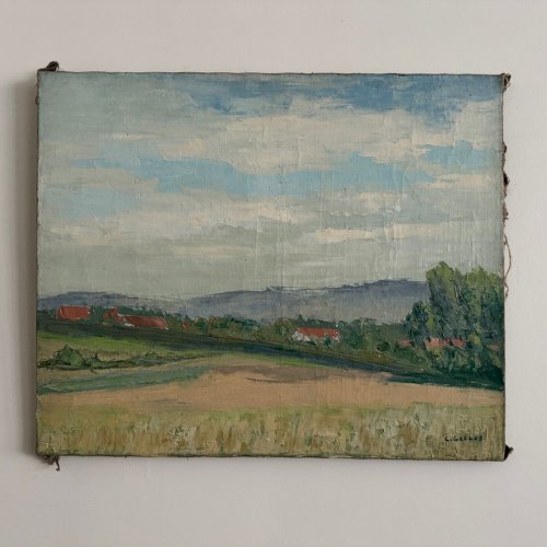 Huile sur toile représentant un paysage XXe par Carlos Gallos A5633