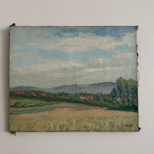 Huile sur toile représentant un paysage XXe par Carlos Gallos A5633
