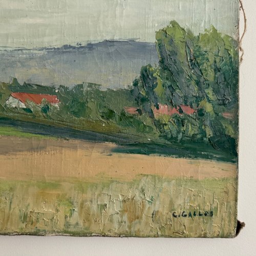 Huile sur toile représentant un paysage XXe par Carlos Gallos A5633