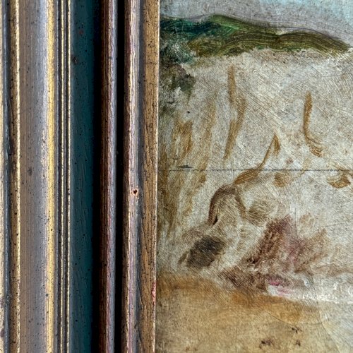 Huile sur toile représentant une côte rocheuse début XXe A5638