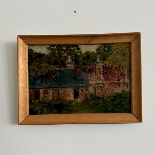 Huile sur toile représentant une propriété début XXe A5632