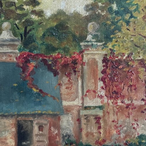 Huile sur toile représentant une propriété début XXe A5632
