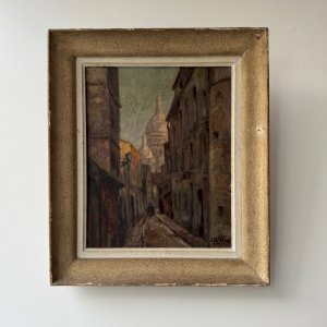 Huile sur toile représentant une rue de Montmartre par E. Koller XXe A5881