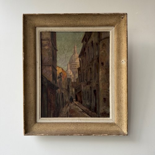 Huile sur toile représentant une rue de Montmartre par E. Koller XXe A5881