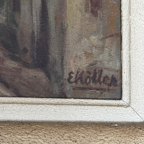 Huile sur toile représentant une rue de Montmartre par E. Koller XXe A5881