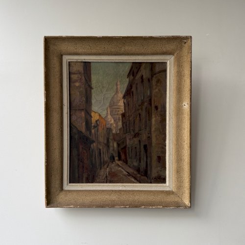 Huile sur toile représentant une rue de Montmartre par E. Koller XXe A5881
