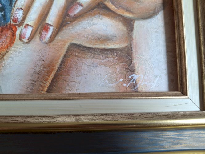 Huile sur toile signée et encadrée d'après Tamara de Lempicka 'Au milieu de l'été 1928' Art déco