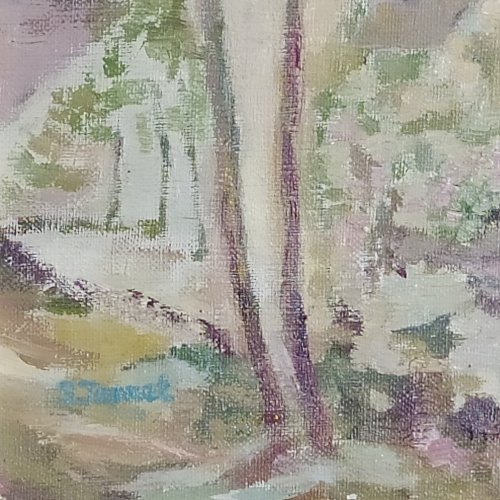 huile sur toile village de Beaulieu signée Sébastien Touret