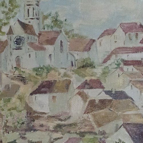 huile sur toile village de Beaulieu signée Sébastien Touret