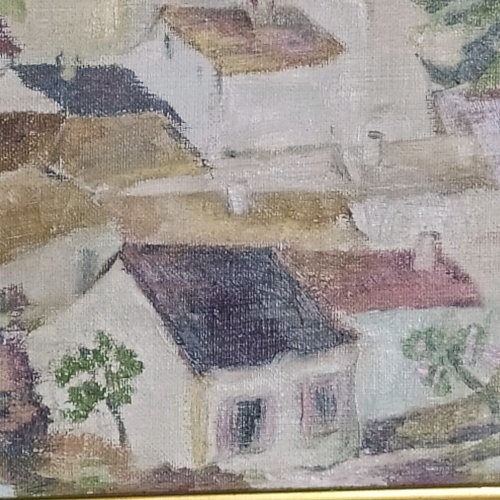 huile sur toile village de Beaulieu signée Sébastien Touret