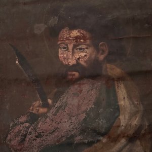Huile sur toile XVIIe représentant un saint ou un guerrier  M3410