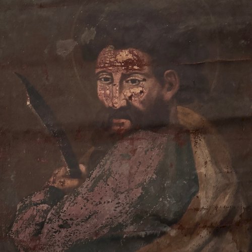 Huile sur toile XVIIe représentant un saint ou un guerrier  M3410