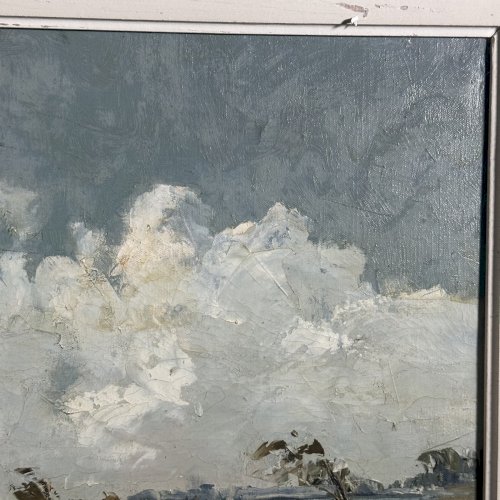Huile sur toile XXe paysage de Camargue par Ely Laumonier L9615