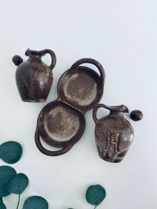 Huilier Vinaigrier en Grès Vintage Poterie de la Vallée Noire