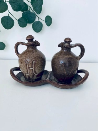 Huilier Vinaigrier en Grès Vintage Poterie de la Vallée Noire