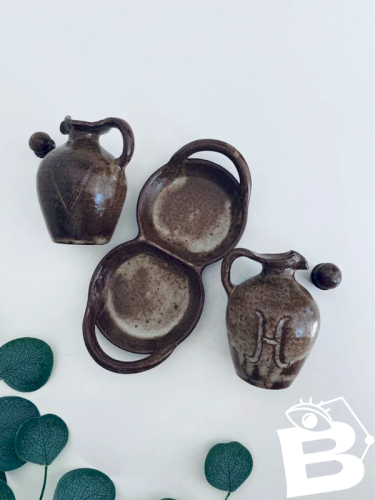 Huilier Vinaigrier en Grès Vintage Poterie de la Vallée Noire