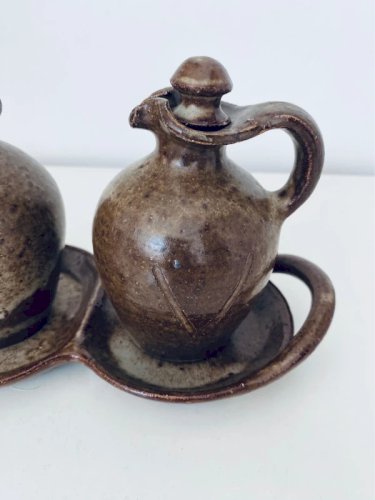 Huilier Vinaigrier en Grès Vintage Poterie de la Vallée Noire