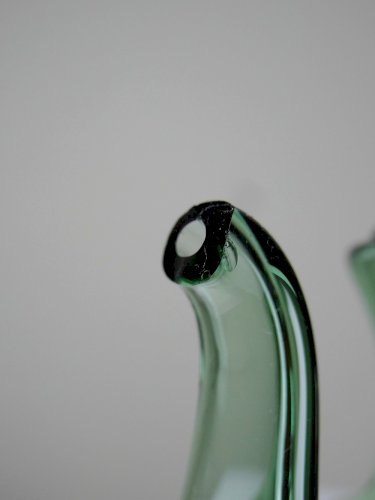 Huilier & Vinaigrier verre soufflé vintage sur support fer forgé Italie