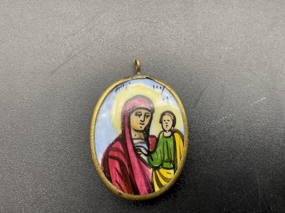 icone de voyage Pendentif Email  recto/verso Russie XVIII-XIX EME