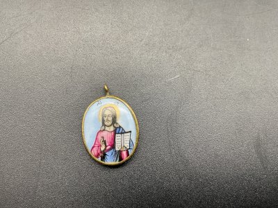 icone de voyage Pendentif Email  recto/verso Russie XVIII-XIX EME