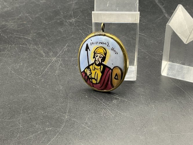 icone de voyage Pendentif Email  recto/verso Russie XVIII-XIX EME