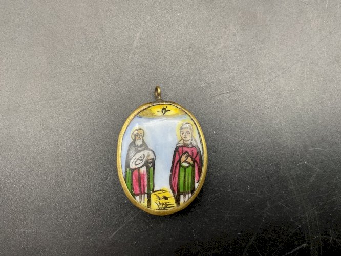 icone de voyage Pendentif Email  recto/verso Russie XVIII-XIX EME