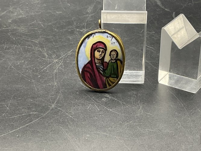 icone de voyage Pendentif Email  recto/verso Russie XVIII-XIX EME