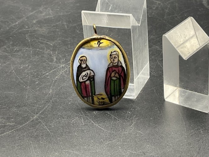 icone de voyage Pendentif Email  recto/verso Russie XVIII-XIX EME