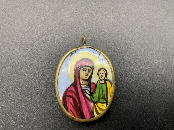 icone de voyage Pendentif Email  recto/verso Russie XVIII-XIX EME