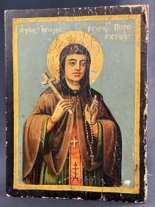 Icône orthodoxe grecque représentant Sainte Paraskevi XIXe