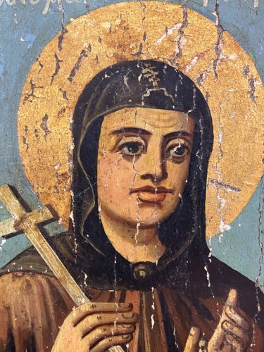 Icône orthodoxe grecque représentant Sainte Paraskevi XIXe
