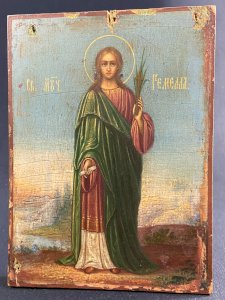Icône orthodoxe grecque XIXe représentant le martyr Saint Gemelle