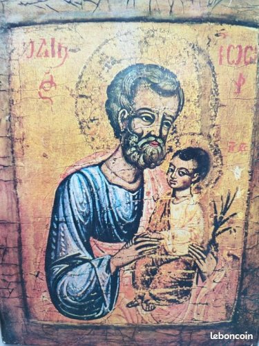 Icône représentant St Joseph et le divin enfant en bon etat