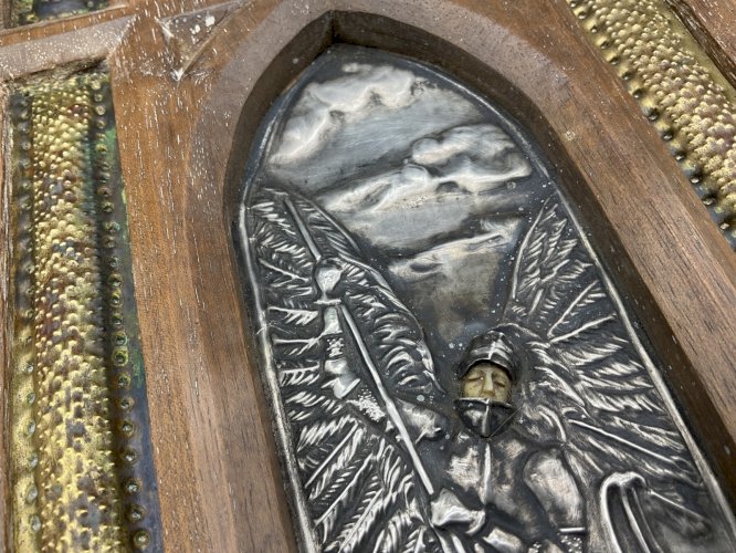 ICÔNE saint Michel  Reliquaire bas relief en argent