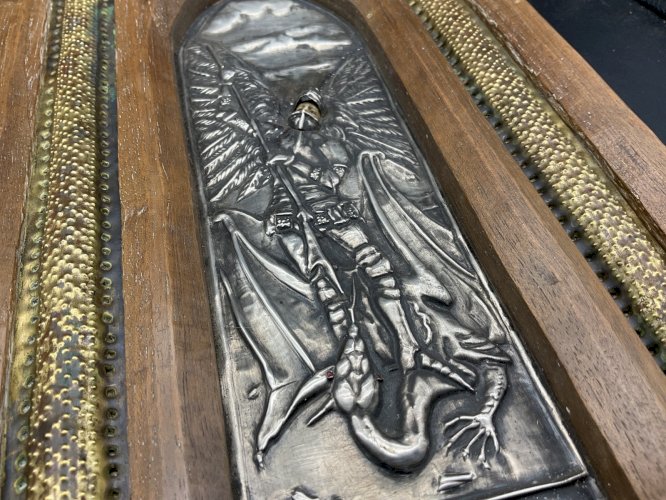 ICÔNE saint Michel  Reliquaire bas relief en argent