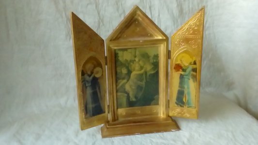 TRIPTYCH ICON GOLDEN WOOD VIRGIN AND CHILD S. BOTTICELLI LOUVRE MUSEUM PARIS