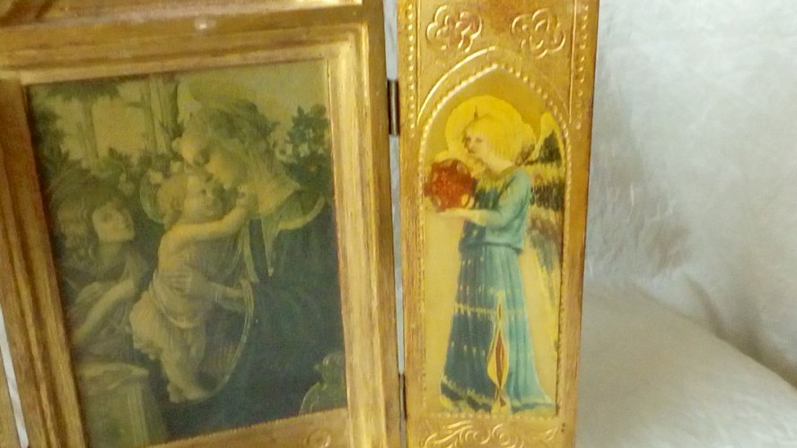 ICÔNE TRYPTIQUE BOIS DORÉ VIERGE ET L'ENFANT S. BOTTIGELLI MUSÉE DU LOUVRE PARIS