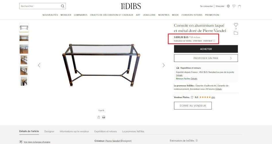 Iconique rare console blanche à entretoise design, signée Pierre Vandel Paris, en excellent état