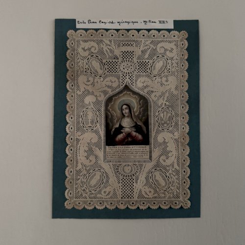 Image pieuse canivet de la Sainte Vierge XIXe A5776