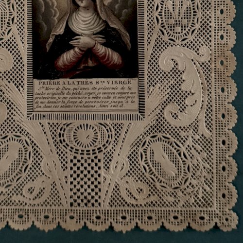 Image pieuse canivet de la Sainte Vierge XIXe A5776
