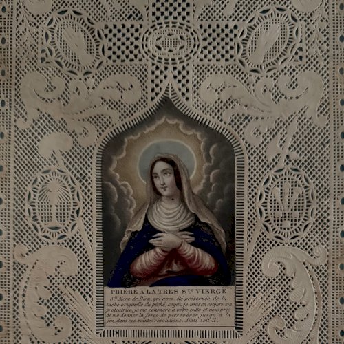 Image pieuse canivet de la Sainte Vierge XIXe A5776