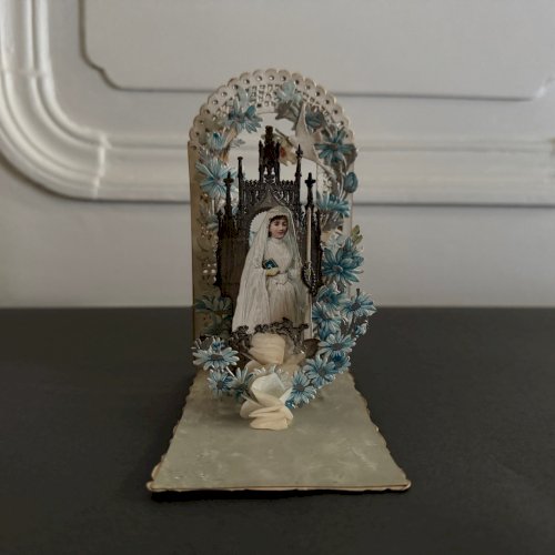 Image pieuse canivet Souvenir de Première Communion XIXe A5784