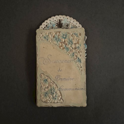 Image pieuse canivet Souvenir de Première Communion XIXe A5784