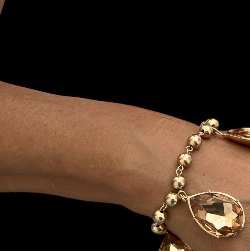 Important bracelet couture vintage Pampille Cristal Swarovski Gouttes Retro Chic