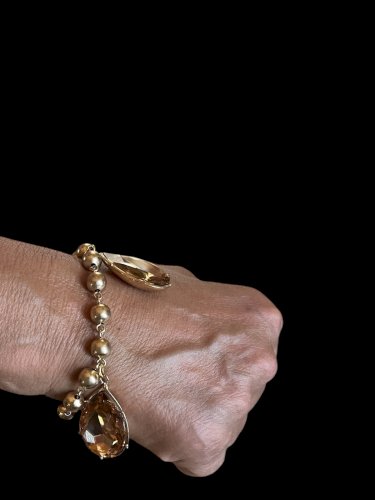 Important bracelet couture vintage Pampille Cristal Swarovski Gouttes Retro Chic