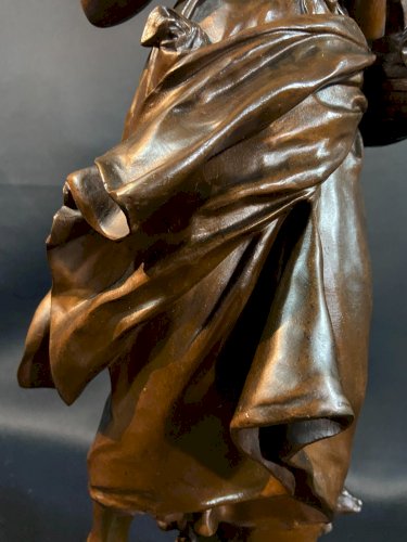 Important bronze fin XIXe Mathurin MOREAU 1822-1912 Jeune fille à la lecture