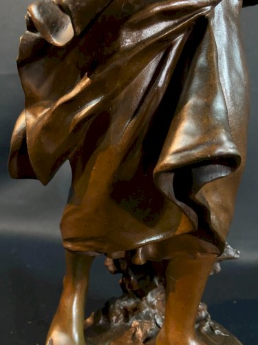 Important bronze fin XIXe Mathurin MOREAU 1822-1912 Jeune fille à la lecture