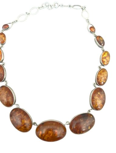Important Collier Argent 925  -ambre - Vintage - Design - Moderniste
